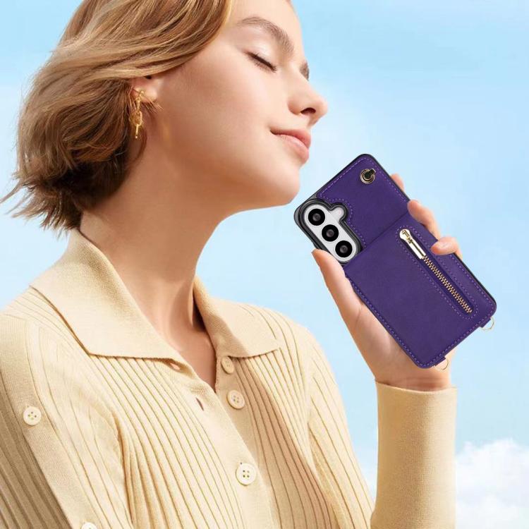 For Samsung Galaxy S26 5G Cross-body Zipper Square Phone Case with Holder