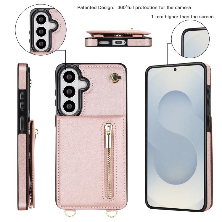 For Samsung Galaxy S26 5G Cross-body Zipper Square Phone Case with Holder