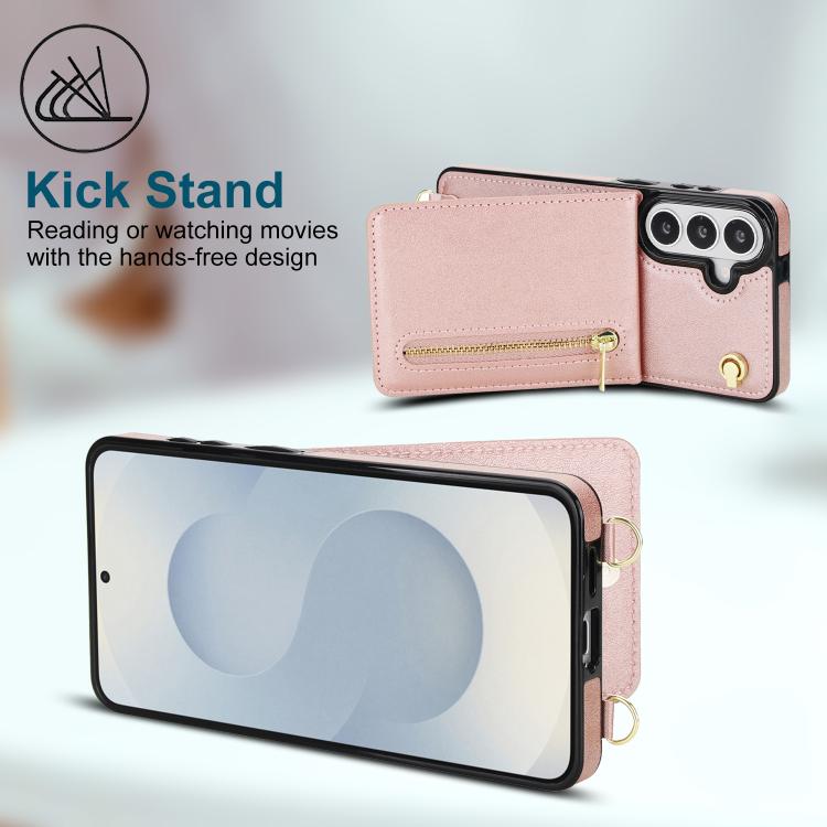 For Samsung Galaxy S26 5G Cross-body Zipper Square Phone Case with Holder