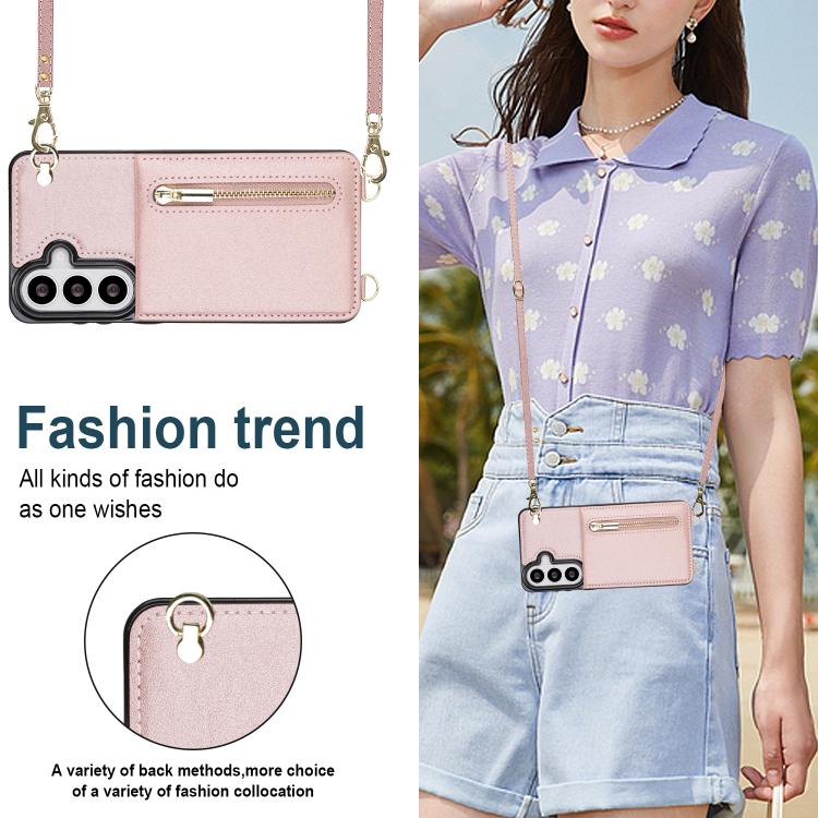 For Samsung Galaxy S26 5G Cross-body Zipper Square Phone Case with Holder