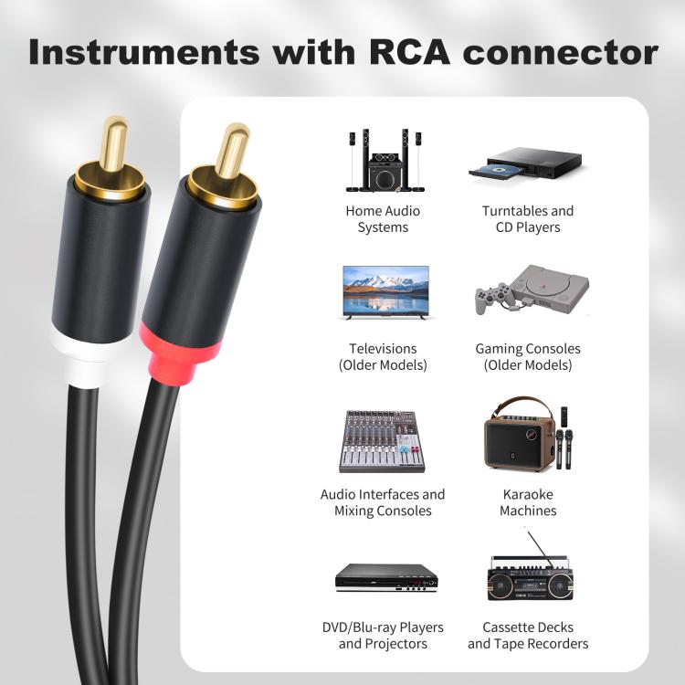 2 RCA to 2x6.35mm Male Mixing Consoles Audio Connection Cables, Length:1.5m - Black
