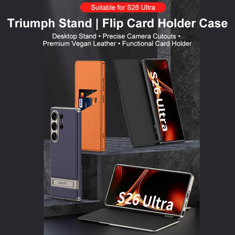 For Samsung Galaxy S26 Ultra 5G GKK Triumph Ultra-Thin Flip Leather Case without Pen