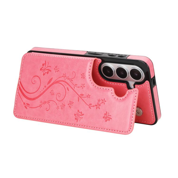 For Samsung Galaxy S26+ 5G Double Buckle Butterfly Embossing PU Phone Case