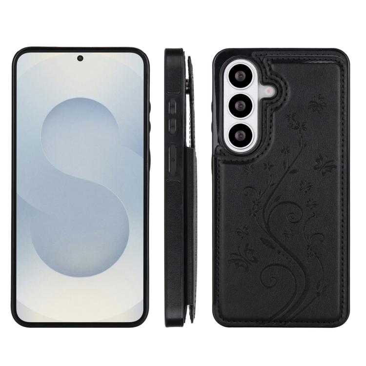 For Samsung Galaxy S26+ 5G Double Buckle Butterfly Embossing PU Phone Case