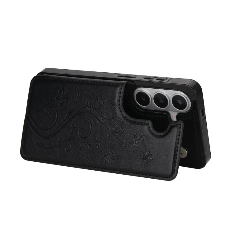 For Samsung Galaxy S26+ 5G Double Buckle Butterfly Embossing PU Phone Case