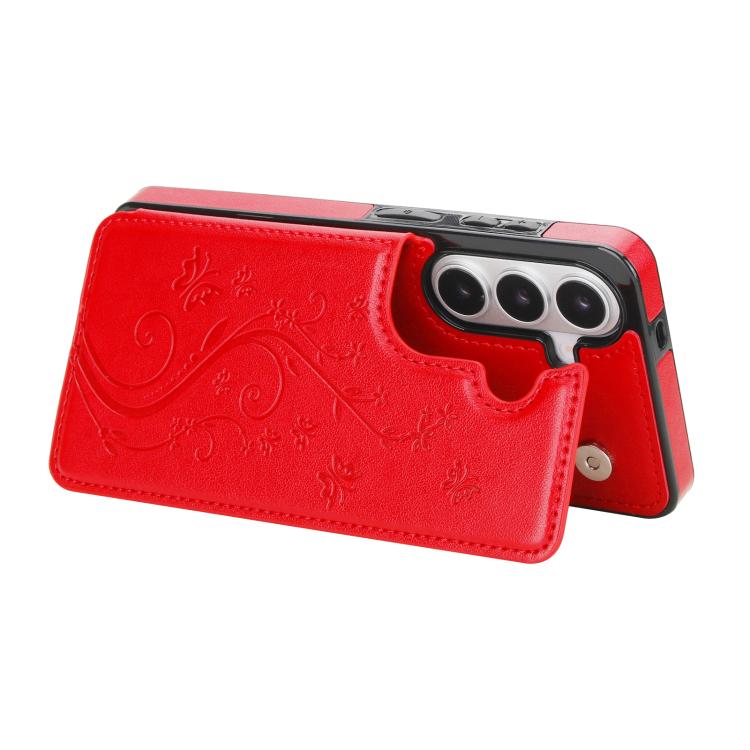 For Samsung Galaxy S26+ 5G Double Buckle Butterfly Embossing PU Phone Case