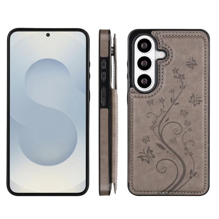 For Samsung Galaxy S26+ 5G Double Buckle Butterfly Embossing PU Phone Case