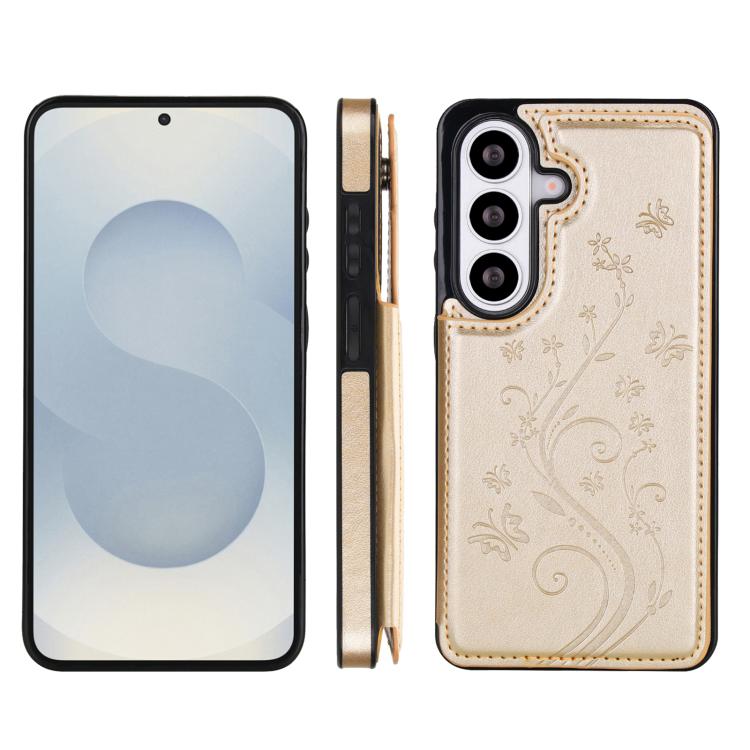 For Samsung Galaxy S26+ 5G Double Buckle Butterfly Embossing PU Phone Case