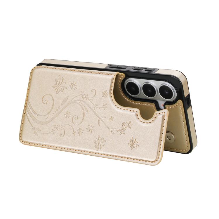 For Samsung Galaxy S26+ 5G Double Buckle Butterfly Embossing PU Phone Case