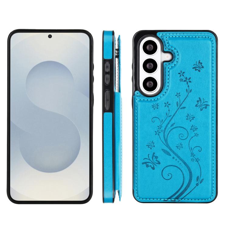 For Samsung Galaxy S26+ 5G Double Buckle Butterfly Embossing PU Phone Case