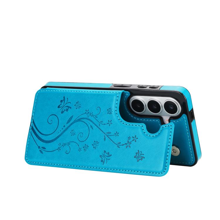 For Samsung Galaxy S26+ 5G Double Buckle Butterfly Embossing PU Phone Case