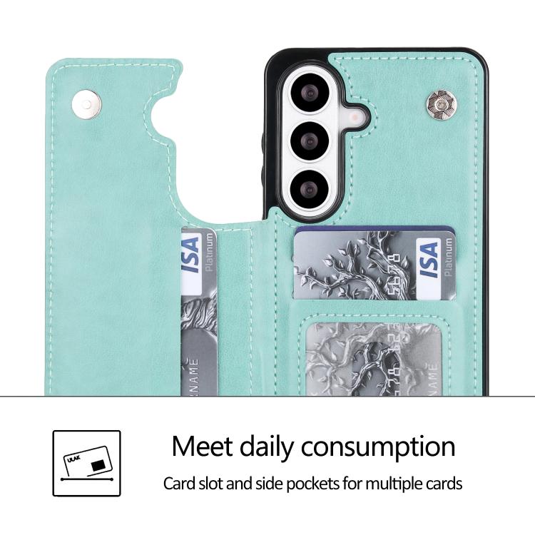 For Samsung Galaxy S26+ 5G Double Buckle Butterfly Embossing PU Phone Case