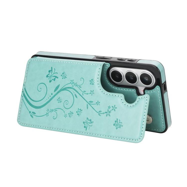 For Samsung Galaxy S26+ 5G Double Buckle Butterfly Embossing PU Phone Case