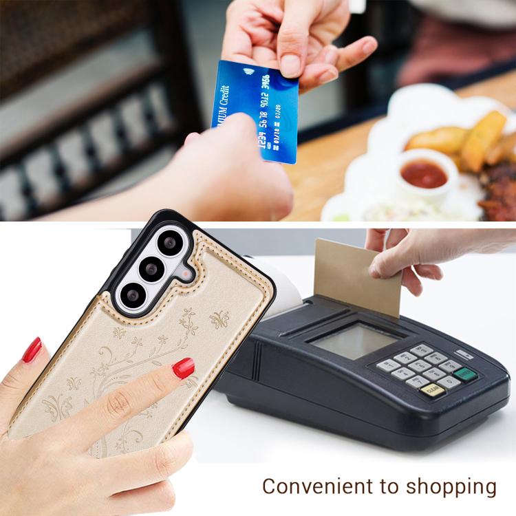 For Samsung Galaxy S26+ 5G Double Buckle Butterfly Embossing PU Phone Case