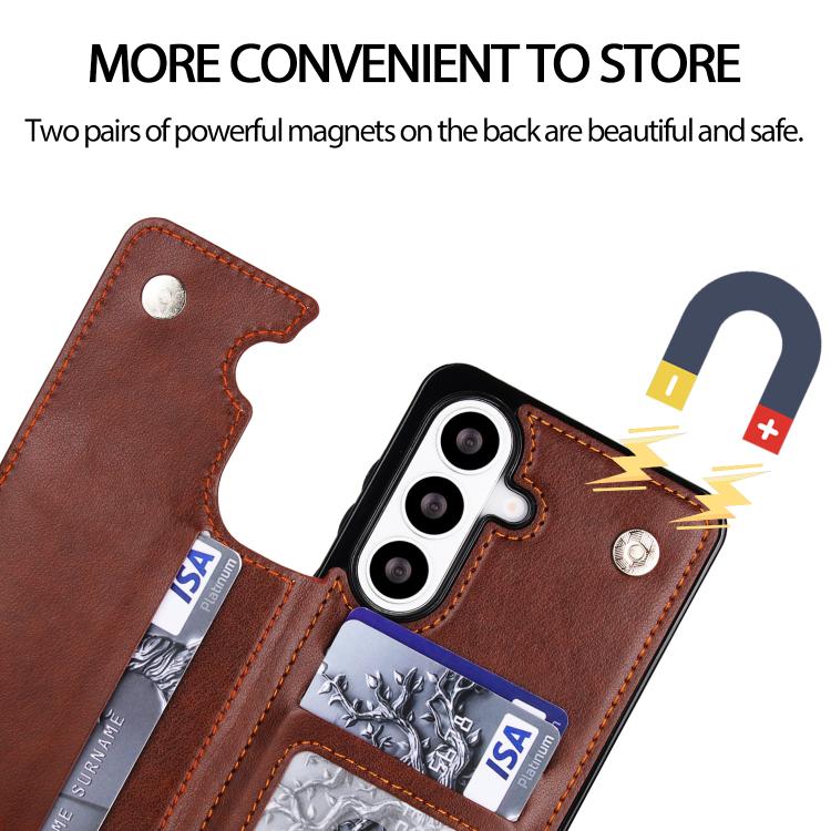 For Samsung Galaxy S26+ 5G Double Buckle Butterfly Embossing PU Phone Case