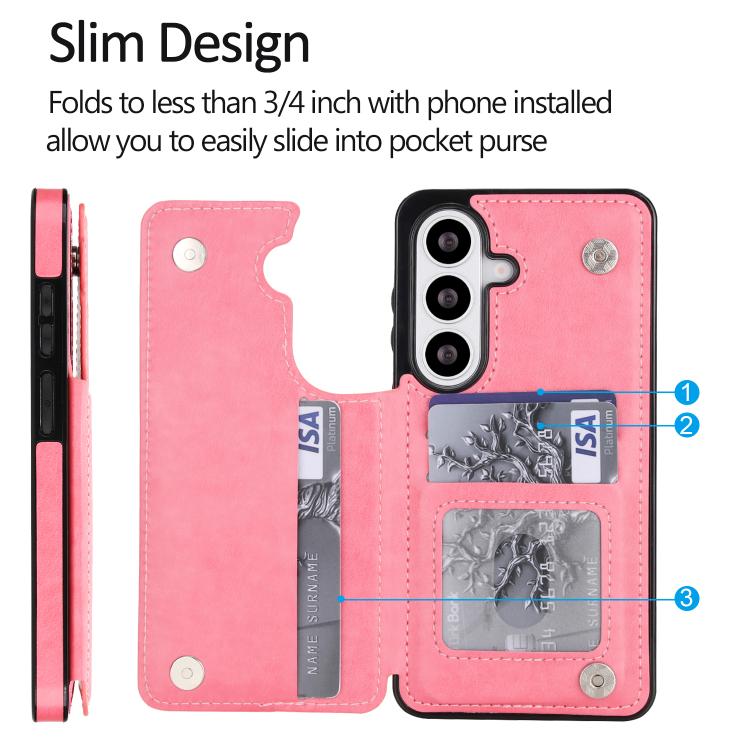 For Samsung Galaxy S26+ 5G Double Buckle Butterfly Embossing PU Phone Case