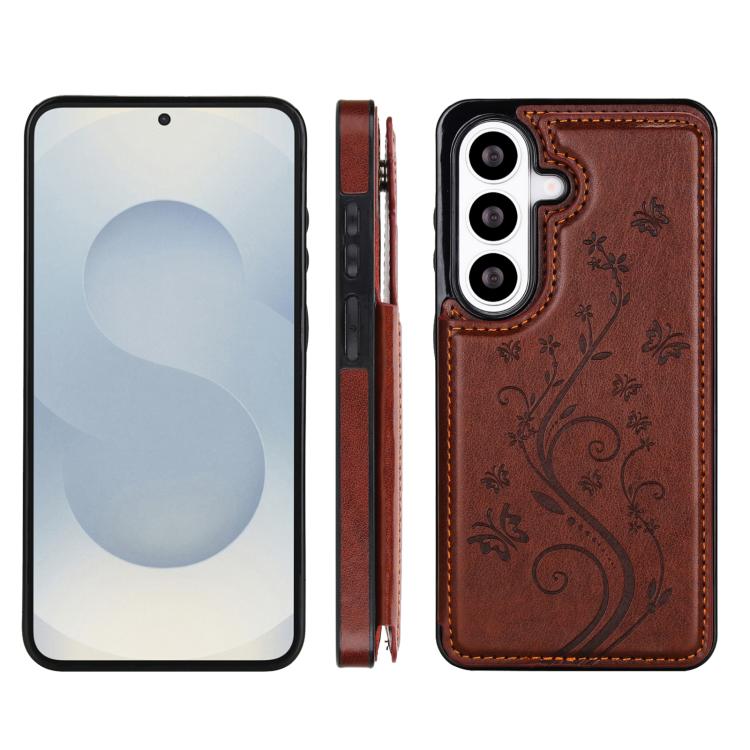 For Samsung Galaxy S26+ 5G Double Buckle Butterfly Embossing PU Phone Case