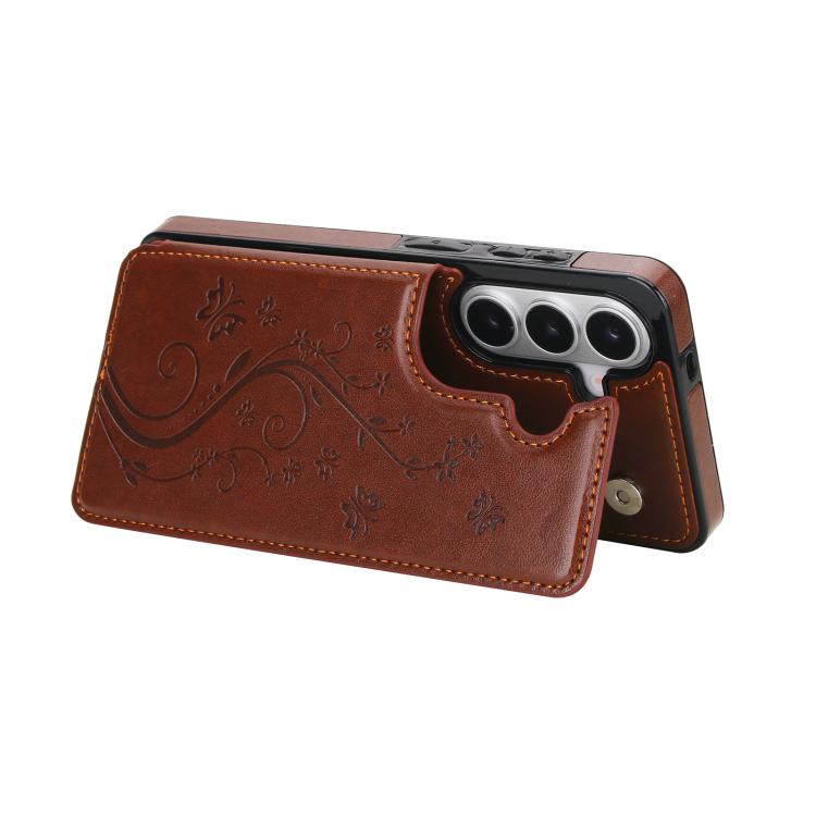 For Samsung Galaxy S26+ 5G Double Buckle Butterfly Embossing PU Phone Case