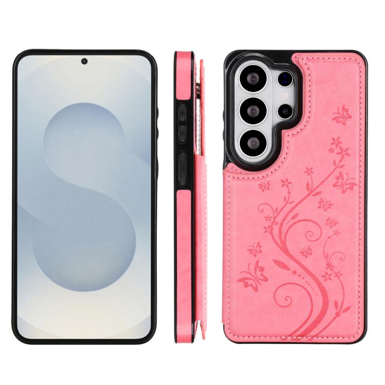 For Samsung Galaxy S26 Ultra 5G Double Buckle Butterfly Embossing PU Phone Case
