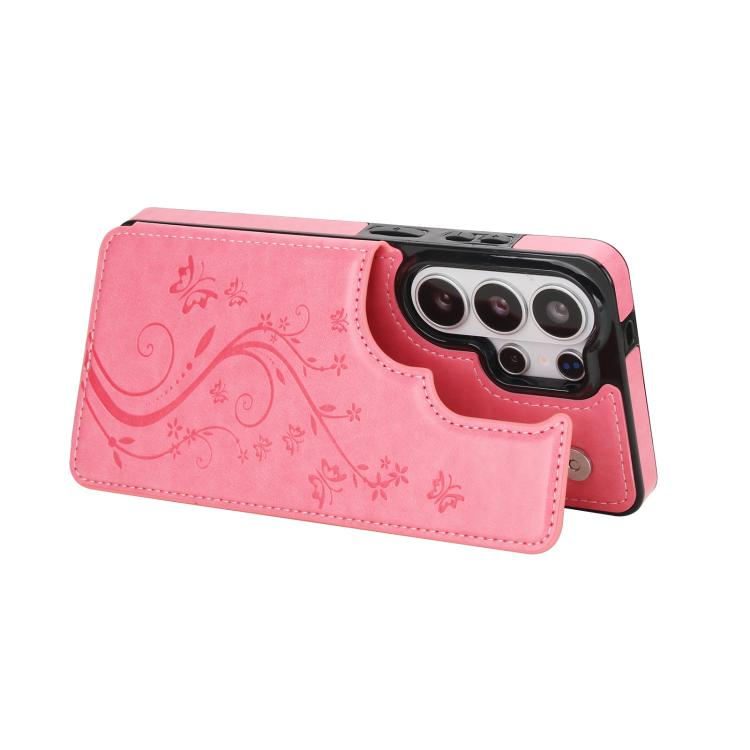 For Samsung Galaxy S26 Ultra 5G Double Buckle Butterfly Embossing PU Phone Case