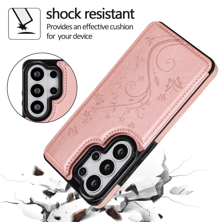 For Samsung Galaxy S26 Ultra 5G Double Buckle Butterfly Embossing PU Phone Case