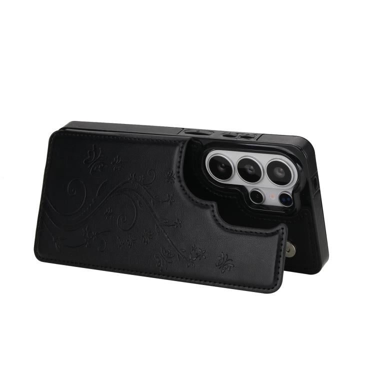 For Samsung Galaxy S26 Ultra 5G Double Buckle Butterfly Embossing PU Phone Case