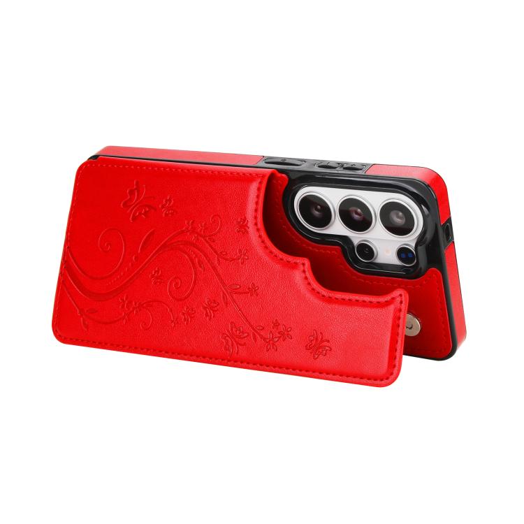 For Samsung Galaxy S26 Ultra 5G Double Buckle Butterfly Embossing PU Phone Case