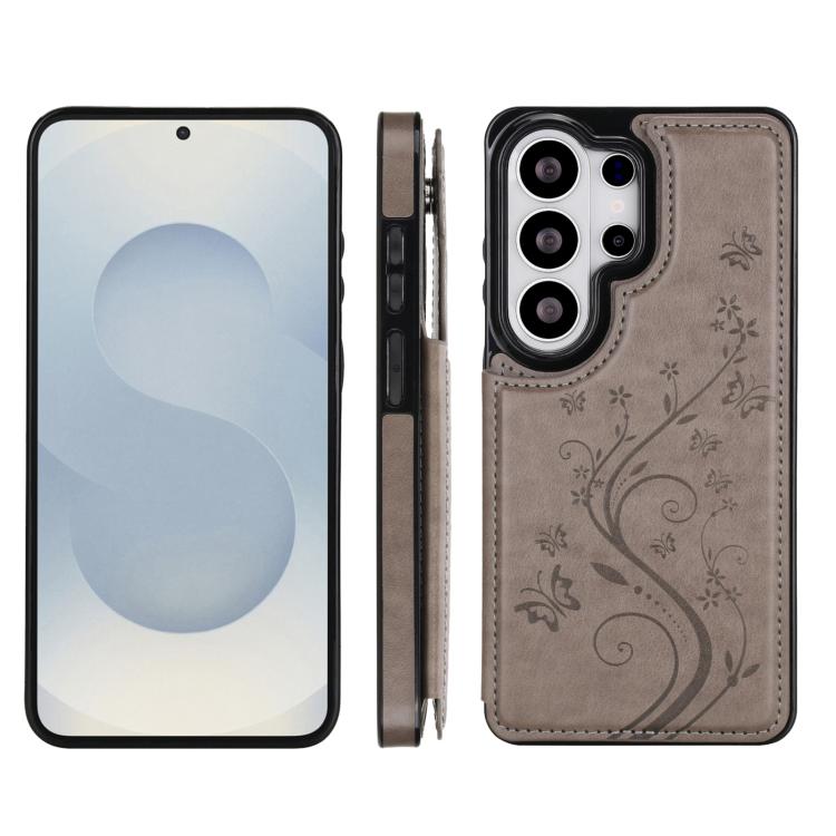 For Samsung Galaxy S26 Ultra 5G Double Buckle Butterfly Embossing PU Phone Case