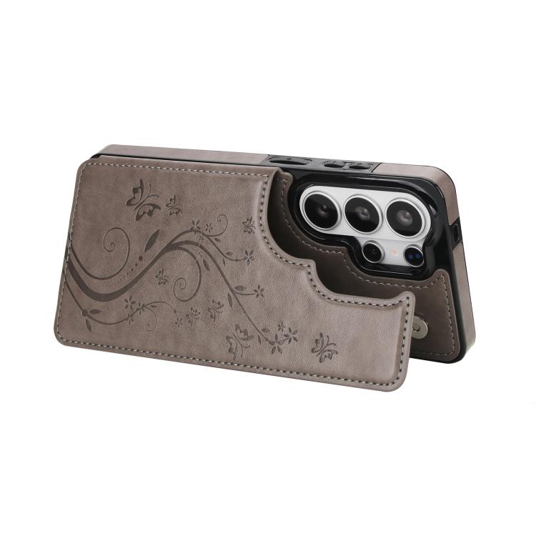 For Samsung Galaxy S26 Ultra 5G Double Buckle Butterfly Embossing PU Phone Case