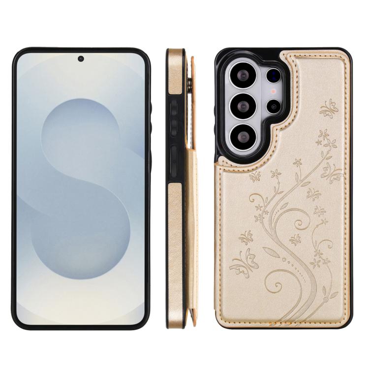 For Samsung Galaxy S26 Ultra 5G Double Buckle Butterfly Embossing PU Phone Case