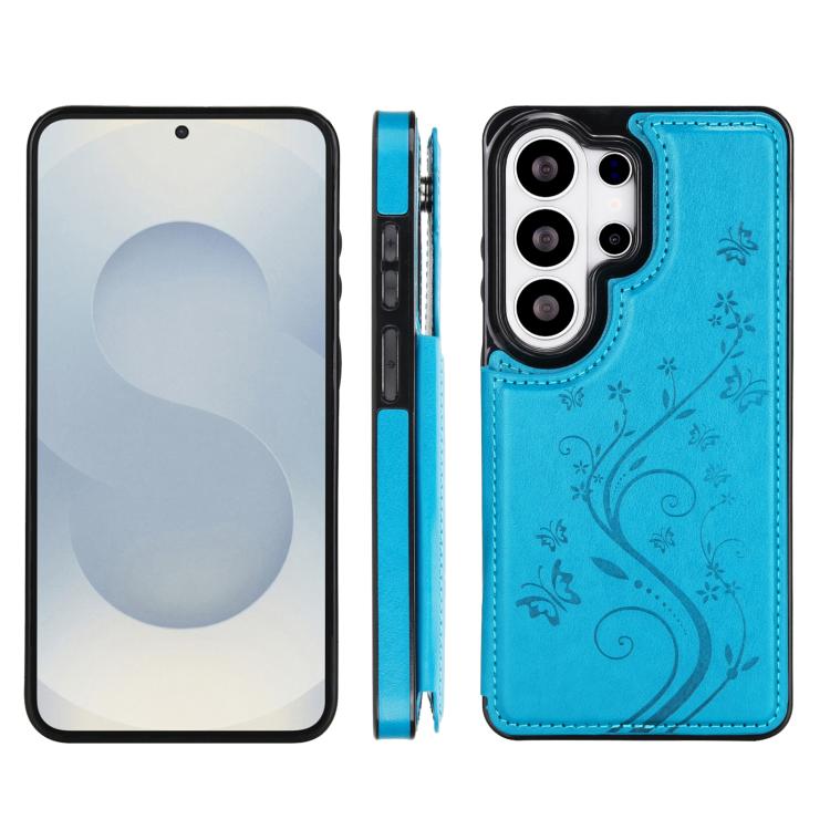 For Samsung Galaxy S26 Ultra 5G Double Buckle Butterfly Embossing PU Phone Case