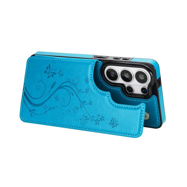 For Samsung Galaxy S26 Ultra 5G Double Buckle Butterfly Embossing PU Phone Case