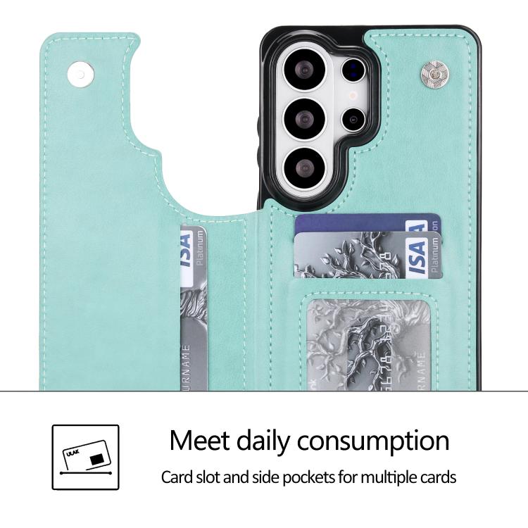 For Samsung Galaxy S26 Ultra 5G Double Buckle Butterfly Embossing PU Phone Case