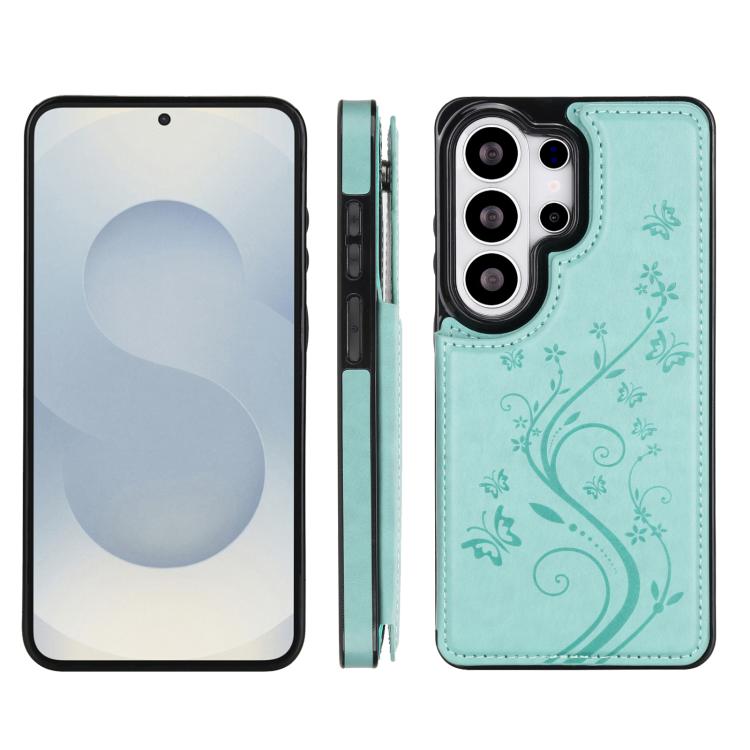 For Samsung Galaxy S26 Ultra 5G Double Buckle Butterfly Embossing PU Phone Case