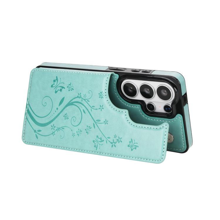 For Samsung Galaxy S26 Ultra 5G Double Buckle Butterfly Embossing PU Phone Case