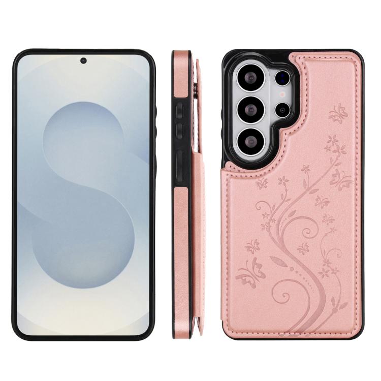 For Samsung Galaxy S26 Ultra 5G Double Buckle Butterfly Embossing PU Phone Case