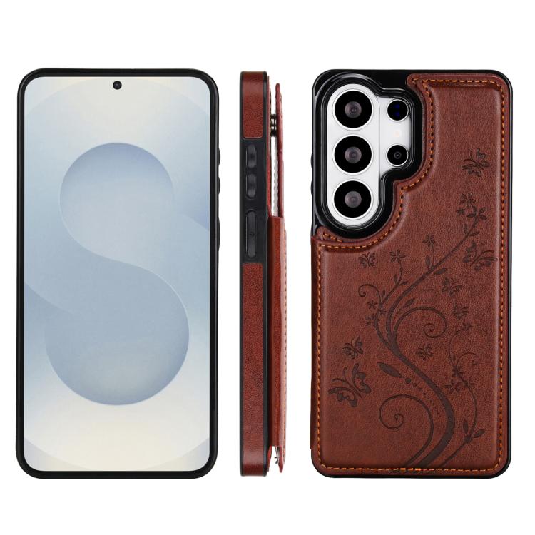 For Samsung Galaxy S26 Ultra 5G Double Buckle Butterfly Embossing PU Phone Case