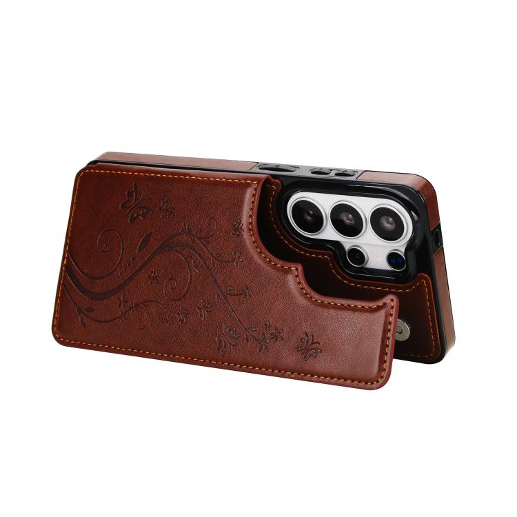 For Samsung Galaxy S26 Ultra 5G Double Buckle Butterfly Embossing PU Phone Case