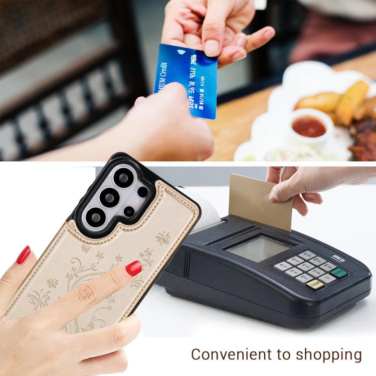 For Samsung Galaxy S26 Ultra 5G Double Buckle Butterfly Embossing PU Phone Case