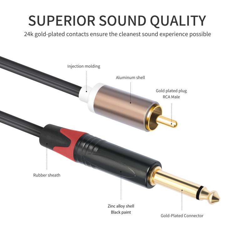 2 RCA Male to 2 XLR Female Audio Cables, Length:5m - Black