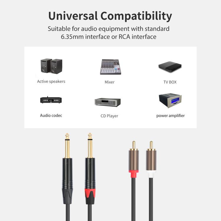 2 RCA Male to 2 XLR Female Audio Cables, Length:3m - Black