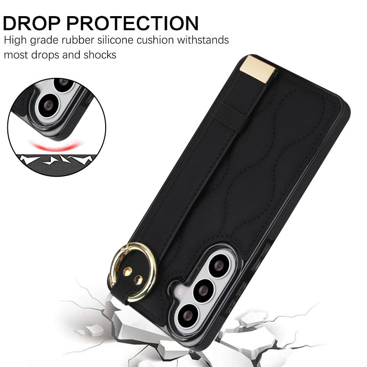 For Samsung Galaxy S26 5G Non-slip Full Coverage Ring PU Phone Case with Wristband