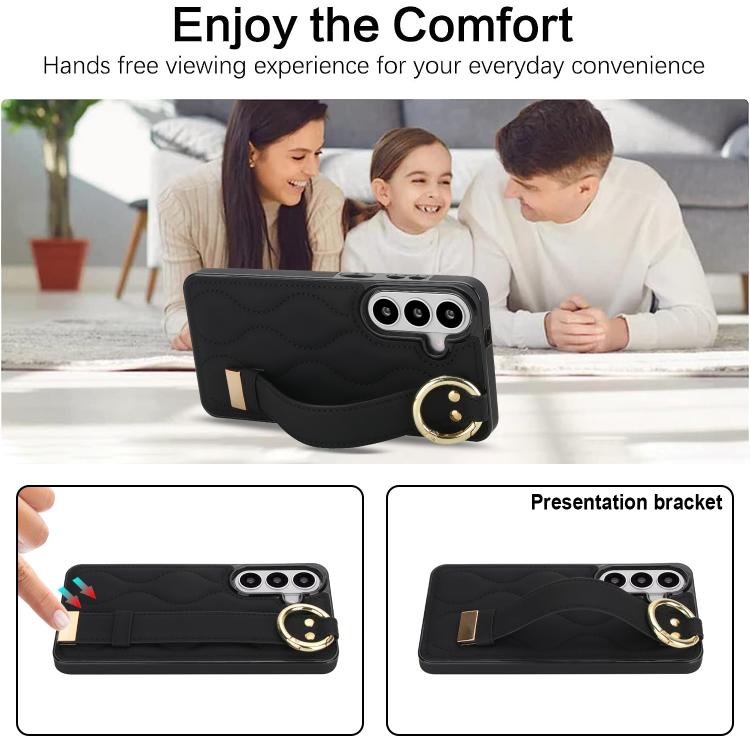 For Samsung Galaxy S26 5G Non-slip Full Coverage Ring PU Phone Case with Wristband