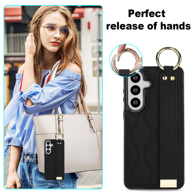 For Samsung Galaxy S26 5G Non-slip Full Coverage Ring PU Phone Case with Wristband