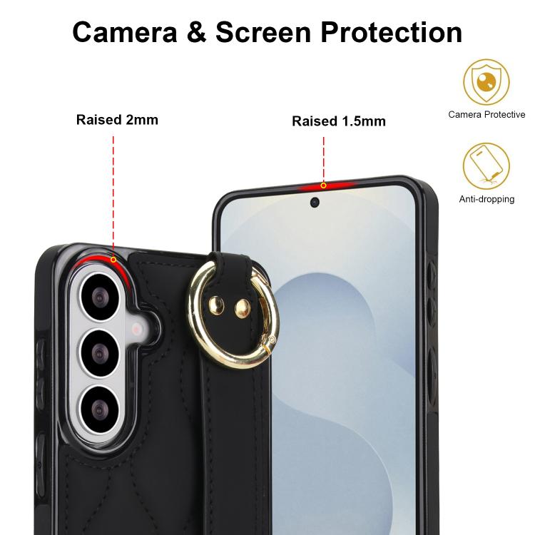 For Samsung Galaxy S26 5G Non-slip Full Coverage Ring PU Phone Case with Wristband