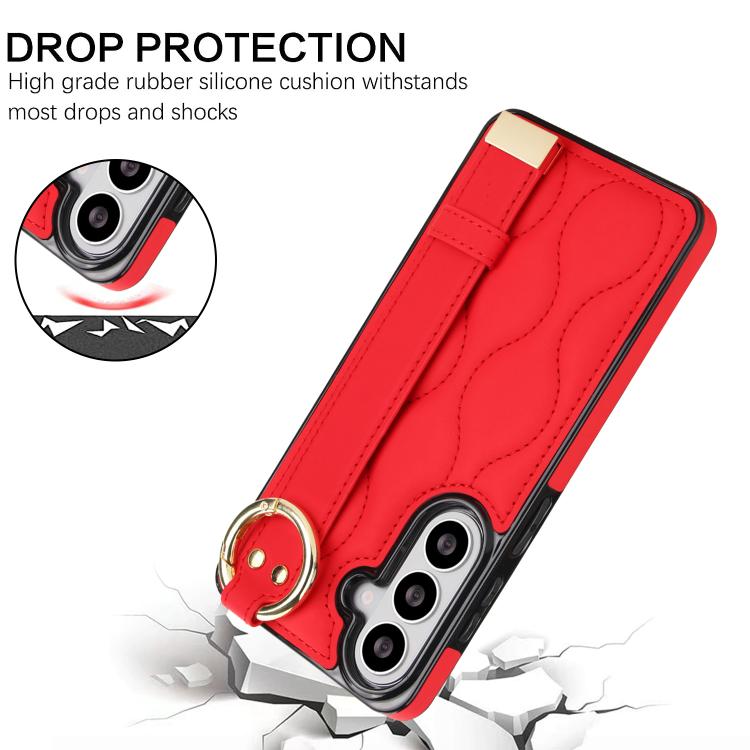 For Samsung Galaxy S26 5G Non-slip Full Coverage Ring PU Phone Case with Wristband