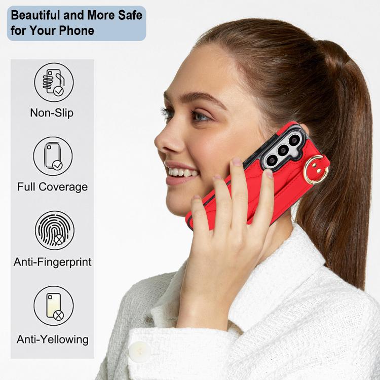For Samsung Galaxy S26 5G Non-slip Full Coverage Ring PU Phone Case with Wristband