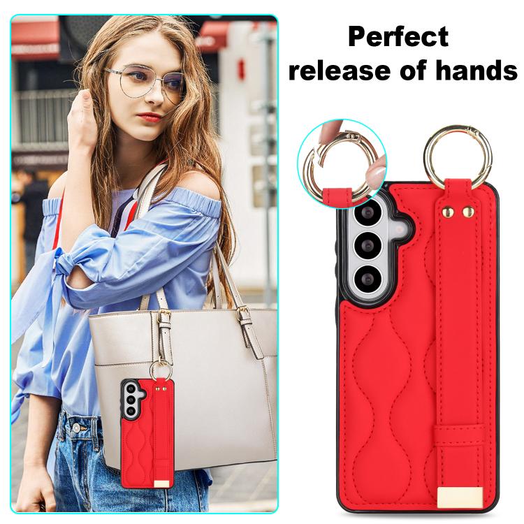For Samsung Galaxy S26 5G Non-slip Full Coverage Ring PU Phone Case with Wristband