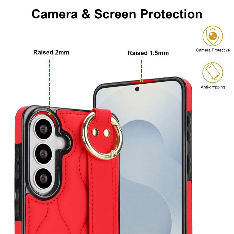 For Samsung Galaxy S26 5G Non-slip Full Coverage Ring PU Phone Case with Wristband