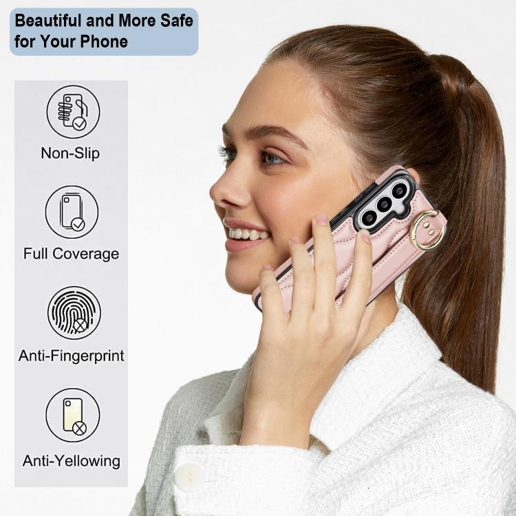 For Samsung Galaxy S26 5G Non-slip Full Coverage Ring PU Phone Case with Wristband
